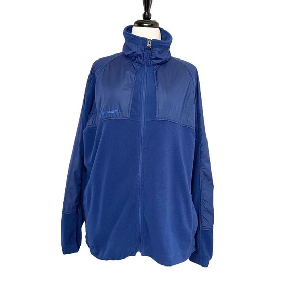Columbia XCO Men’s L Fleece Jacket Full Zip Bright Blue Gorpcore Hiking Outdoor - Picture 1 of 11